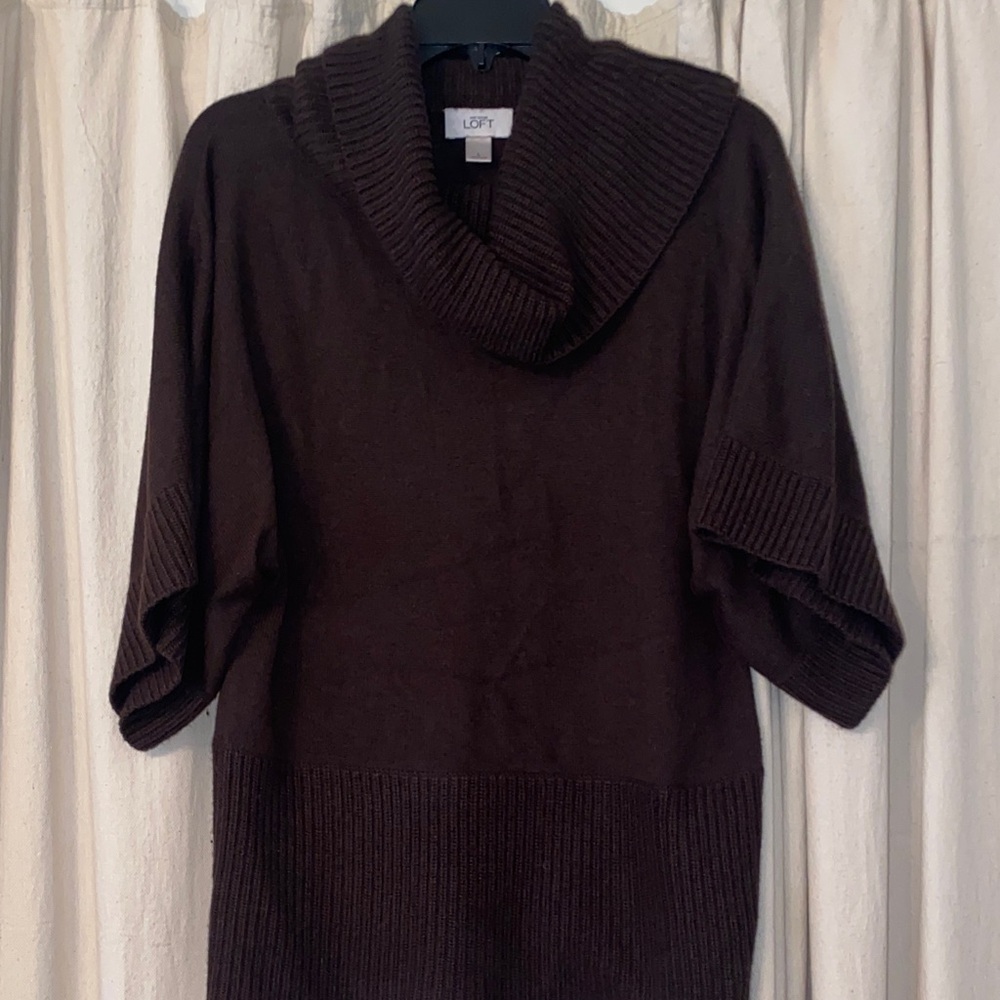 LOFT Dark Brown Cowl Neck Sweater